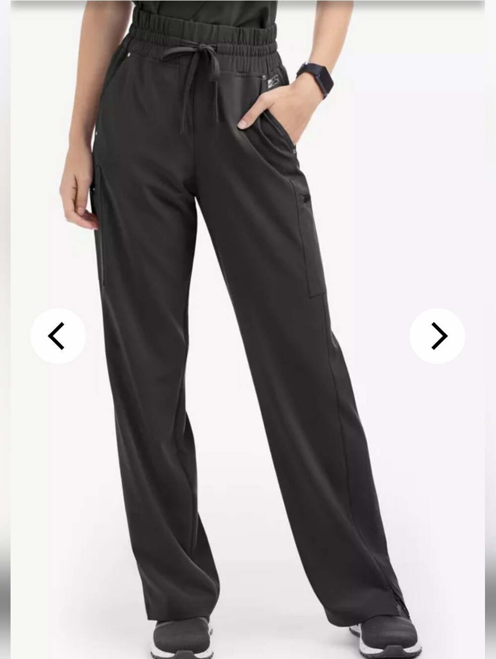 Easy Stretch Women's Ellie 5-Pocket High Waisted Wide Leg Scrub Pants Tall Black